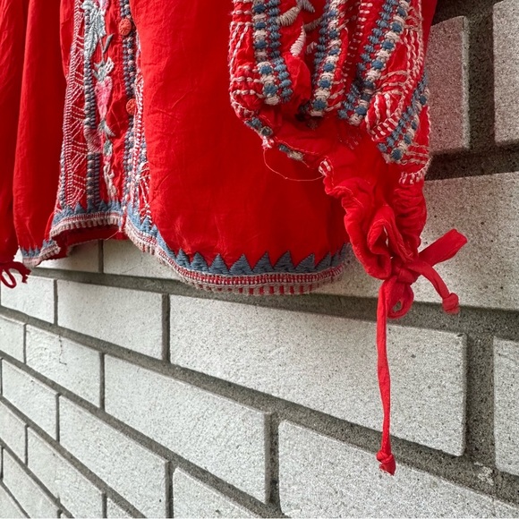 Johnny Was Jude Heavily Embroidered Blouse Electric
Coral Red - Picture 7 of 14